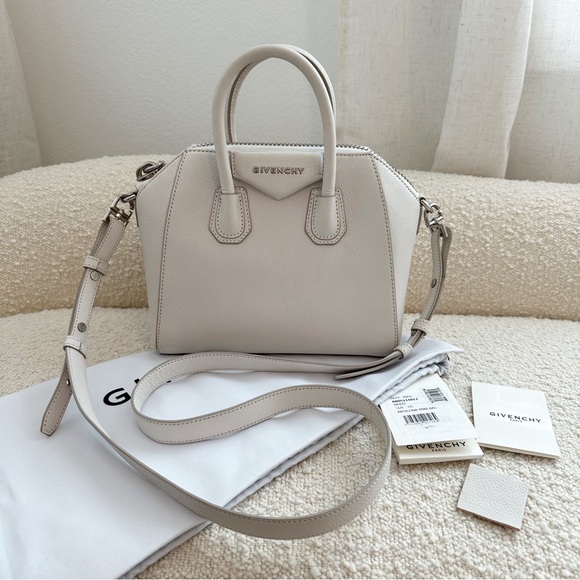 Givenchy Mini Antigona Sugar Leather Satchel Handbag Crossbody Purse | White - Picture 2 of 16